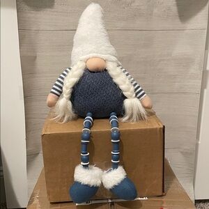 Blue and White Gnome Plush Decor